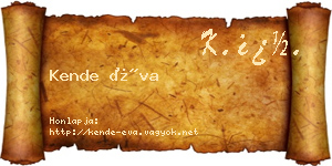 Kende Éva névjegykártya